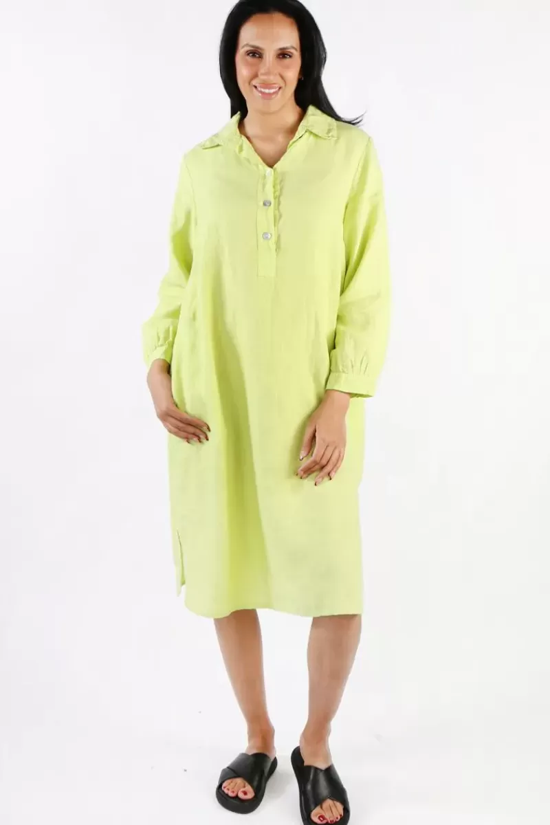 BLUEBERRY Maria Pia Shirt Dress In Lime