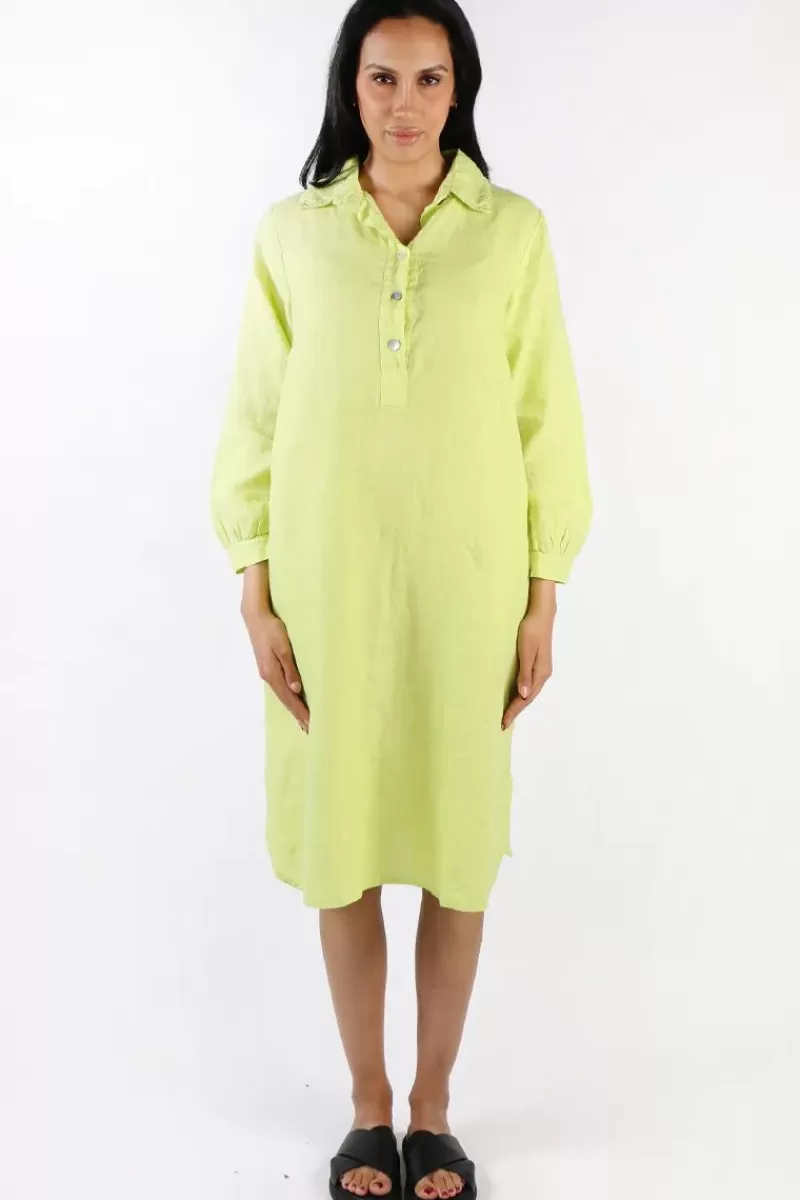 BLUEBERRY Maria Pia Shirt Dress In Lime