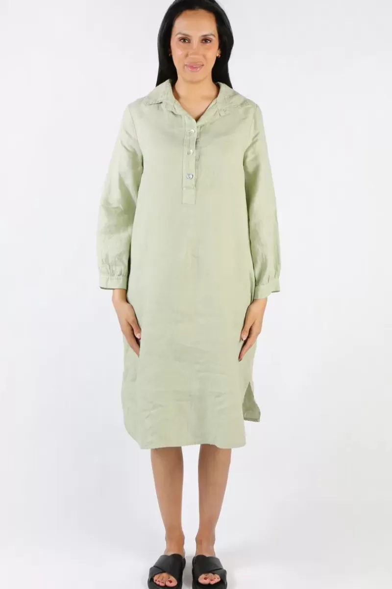 BLUEBERRY Maria Pia Shirt Dress In Sage