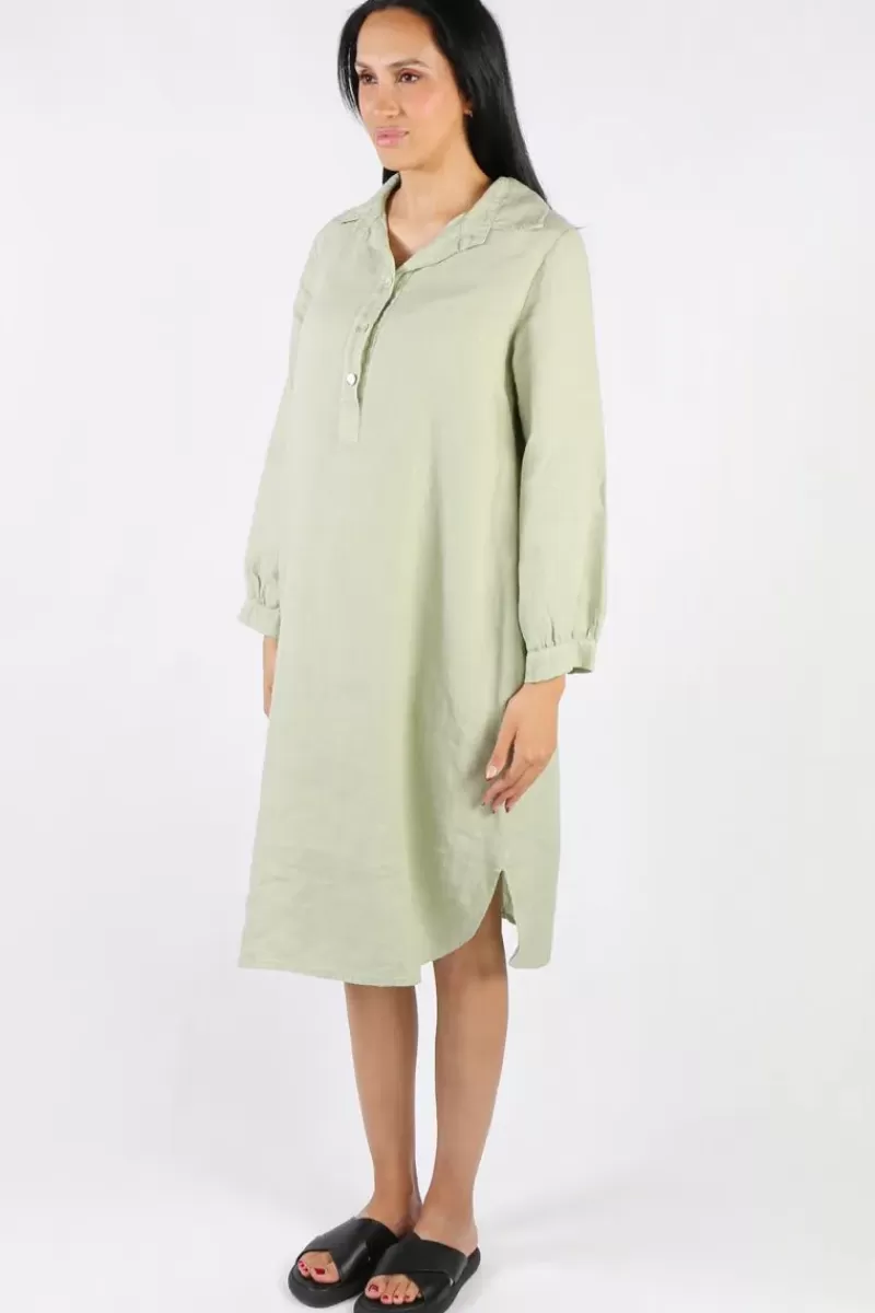 BLUEBERRY Maria Pia Shirt Dress In Sage