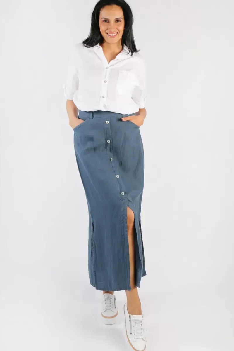 BLUEBERRY Midi Straight Skirt In Navy