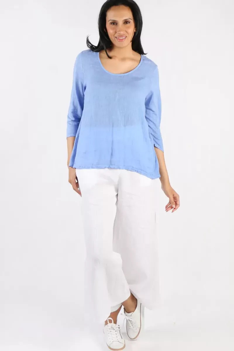 BLUEBERRY Round Neck Top In Cornflower