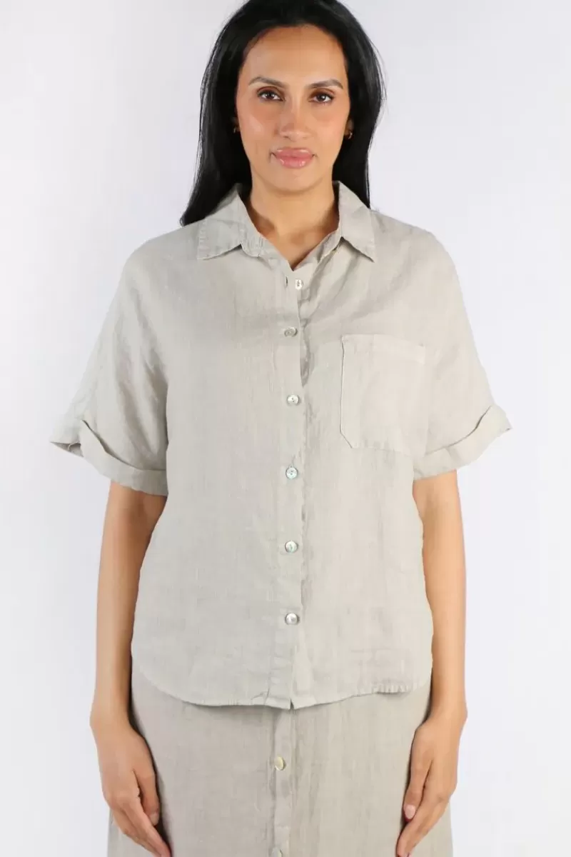 BLUEBERRY Short Sleeve Shirt In Beige