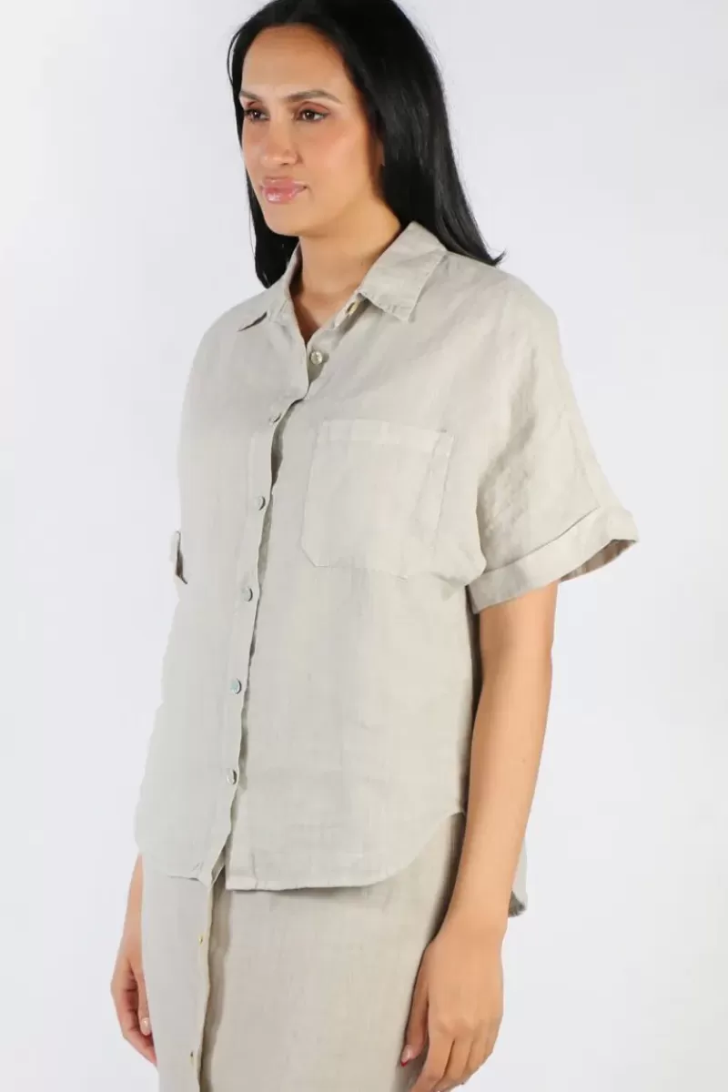 BLUEBERRY Short Sleeve Shirt In Beige