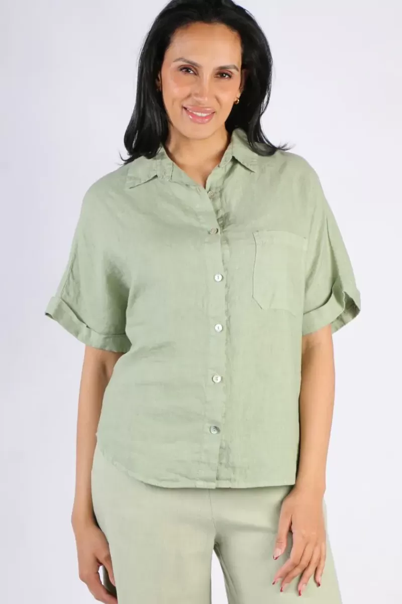 BLUEBERRY Short Sleeve Shirt In Sage