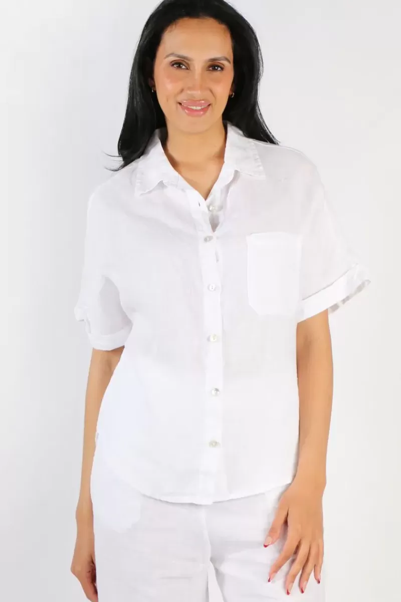 BLUEBERRY Short Sleeve Shirt In White