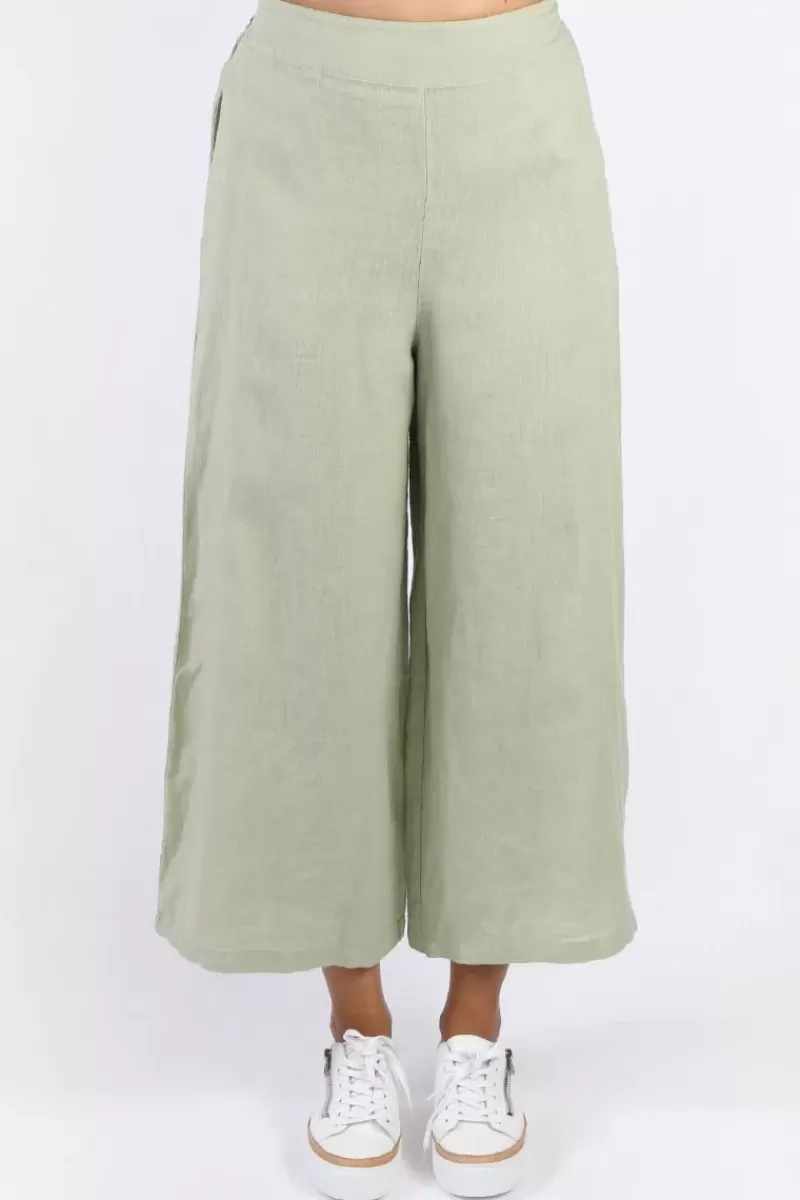 BLUEBERRY Wide Leg Palazzo In Sage