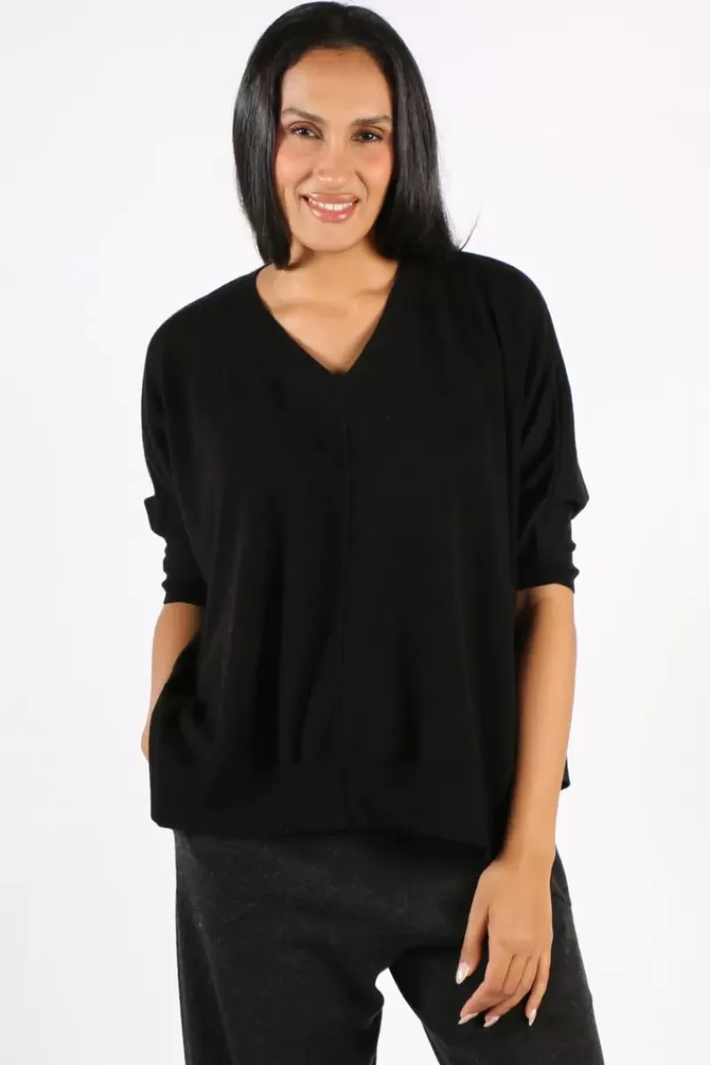 BRIDGE & LORD Bridge And Lord Vee Poncho Pullover In Black