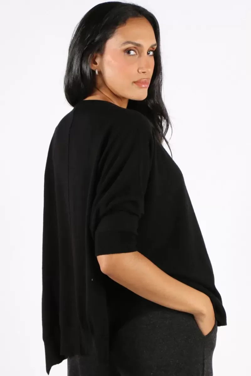 BRIDGE & LORD Bridge And Lord Vee Poncho Pullover In Black