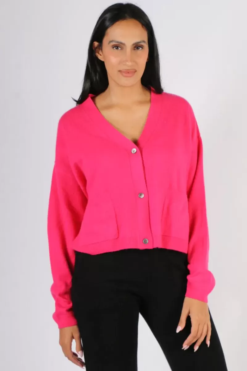 CAMPBELL & CO C & Co Crop Cardi In Hot Pink