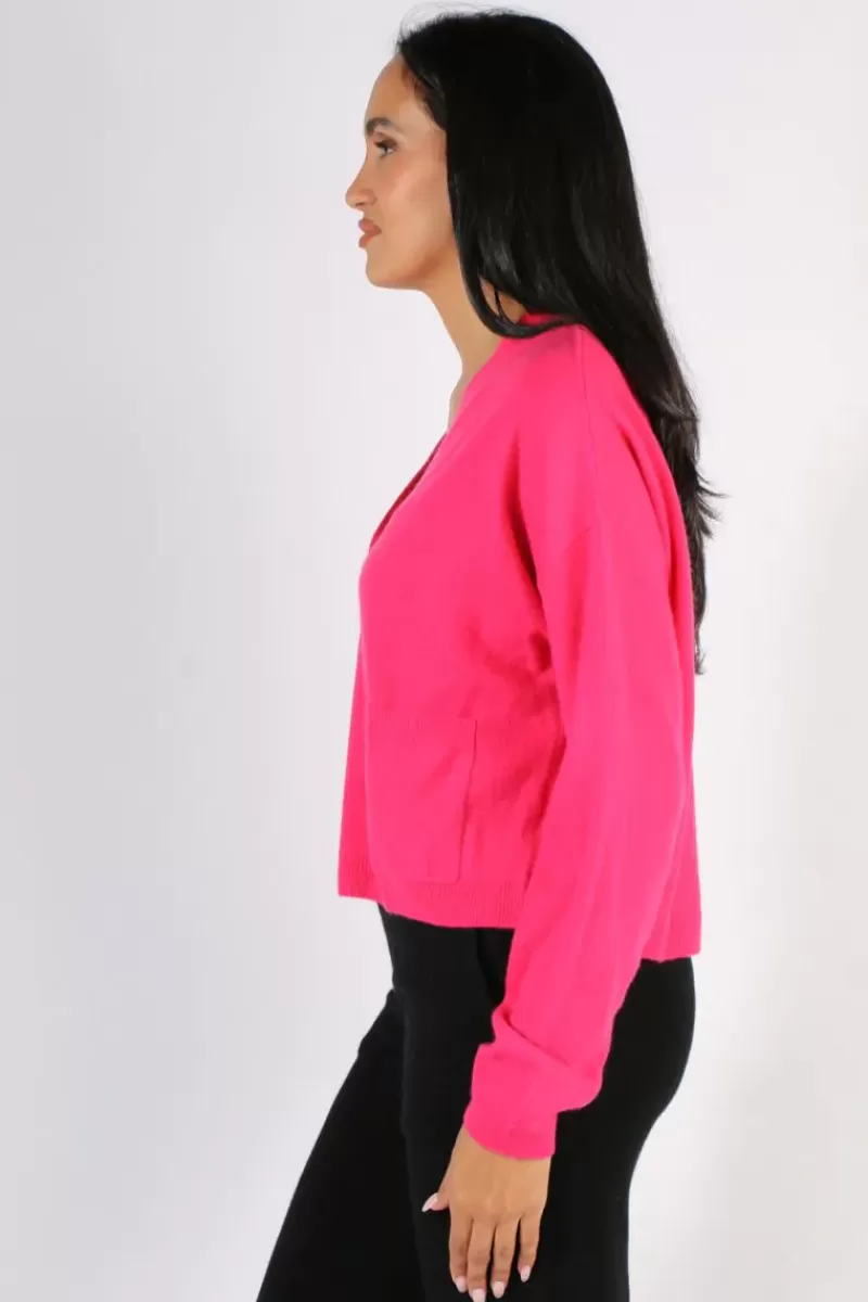 CAMPBELL & CO C & Co Crop Cardi In Hot Pink