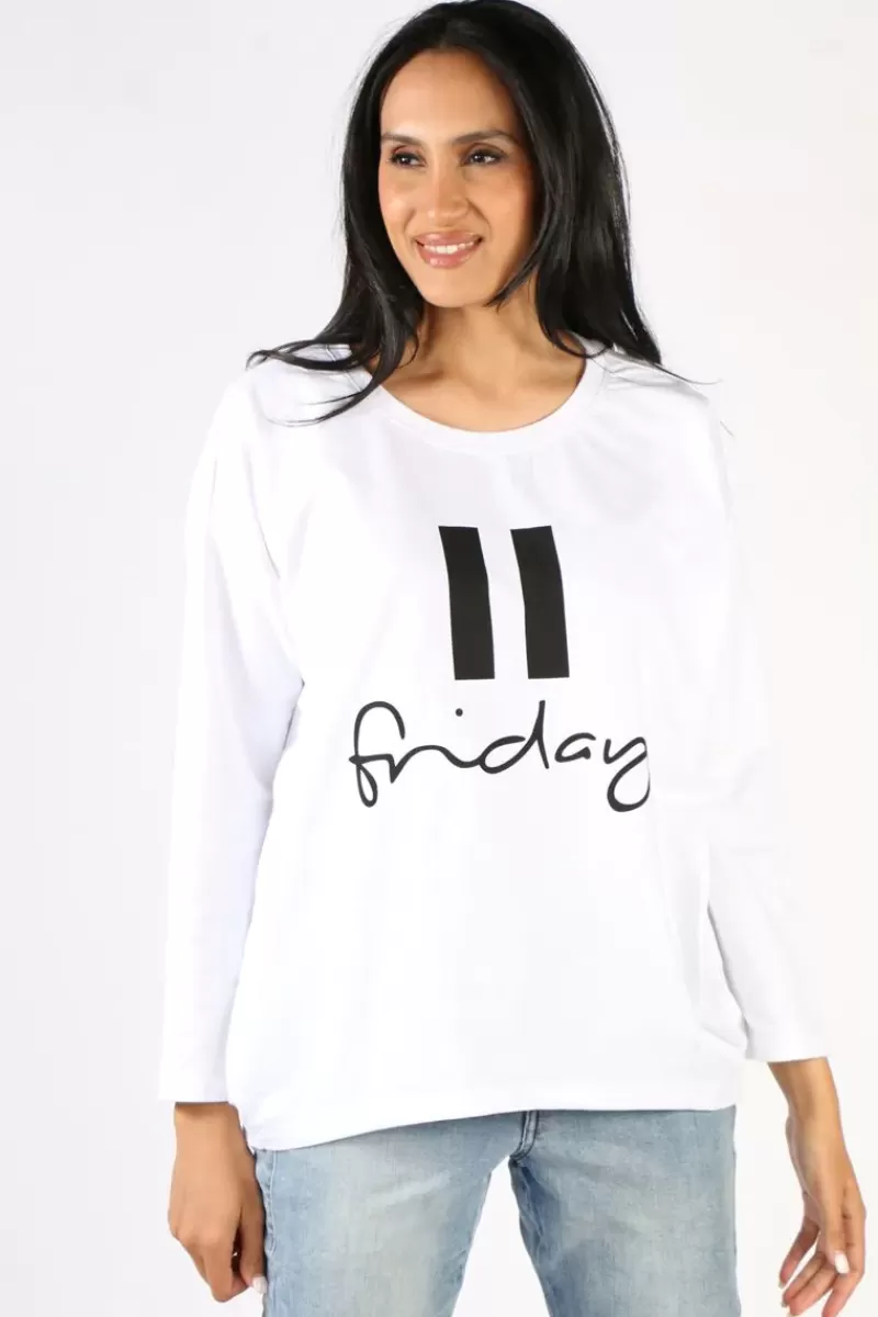 CLARITY Pause Friday Relaxed Sweatshirt In White