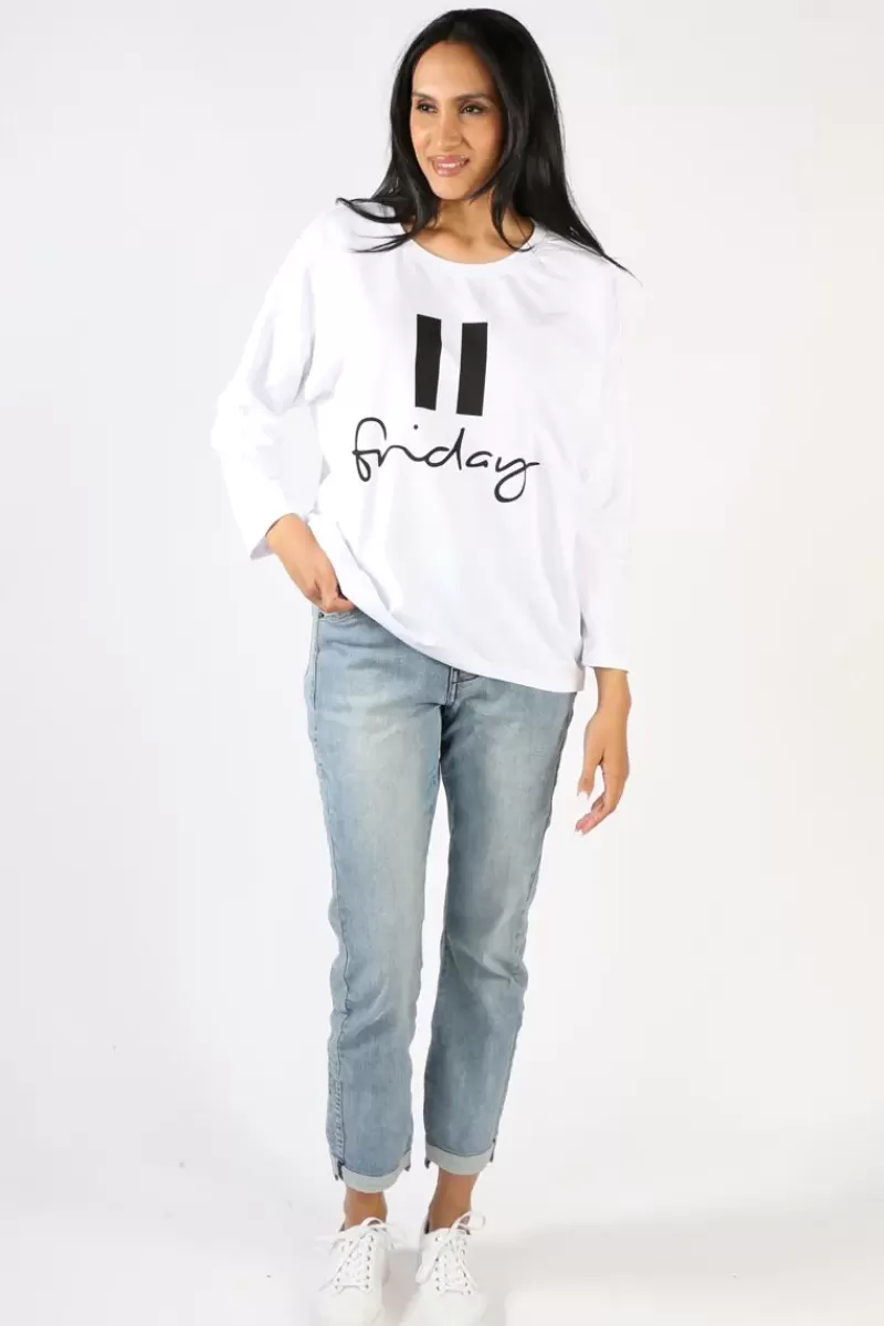 CLARITY Pause Friday Relaxed Sweatshirt In White