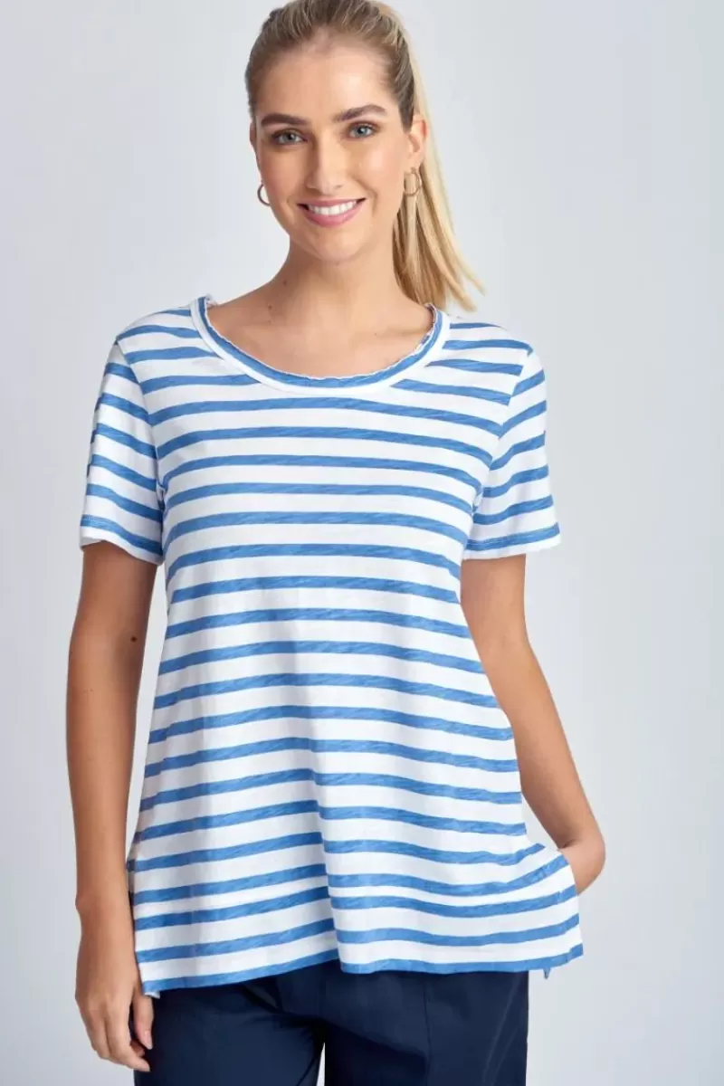 CLOTH PAPER SCISSORS Cloth Paper Scissor Slub Stripe Tee In Blue