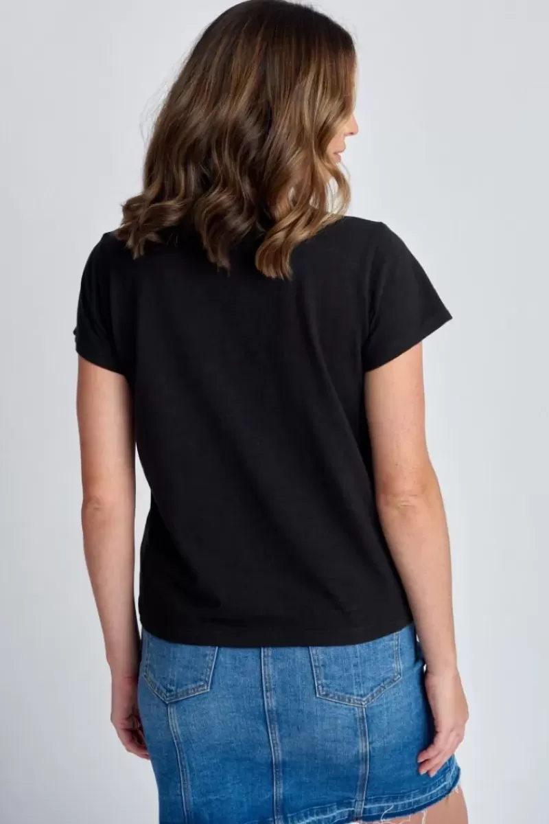 CLOTH PAPER SCISSORS Cap Sleeve Tee In Black