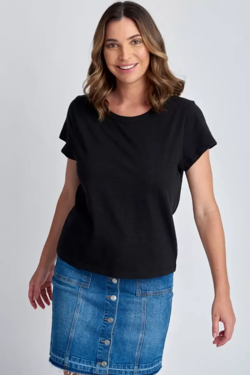 CLOTH PAPER SCISSORS Cap Sleeve Tee In Black