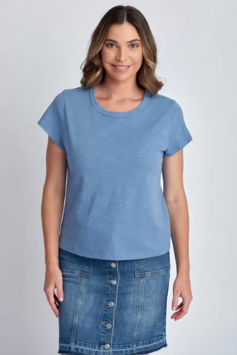 CLOTH PAPER SCISSORS Cap Sleeve Tee In Blue