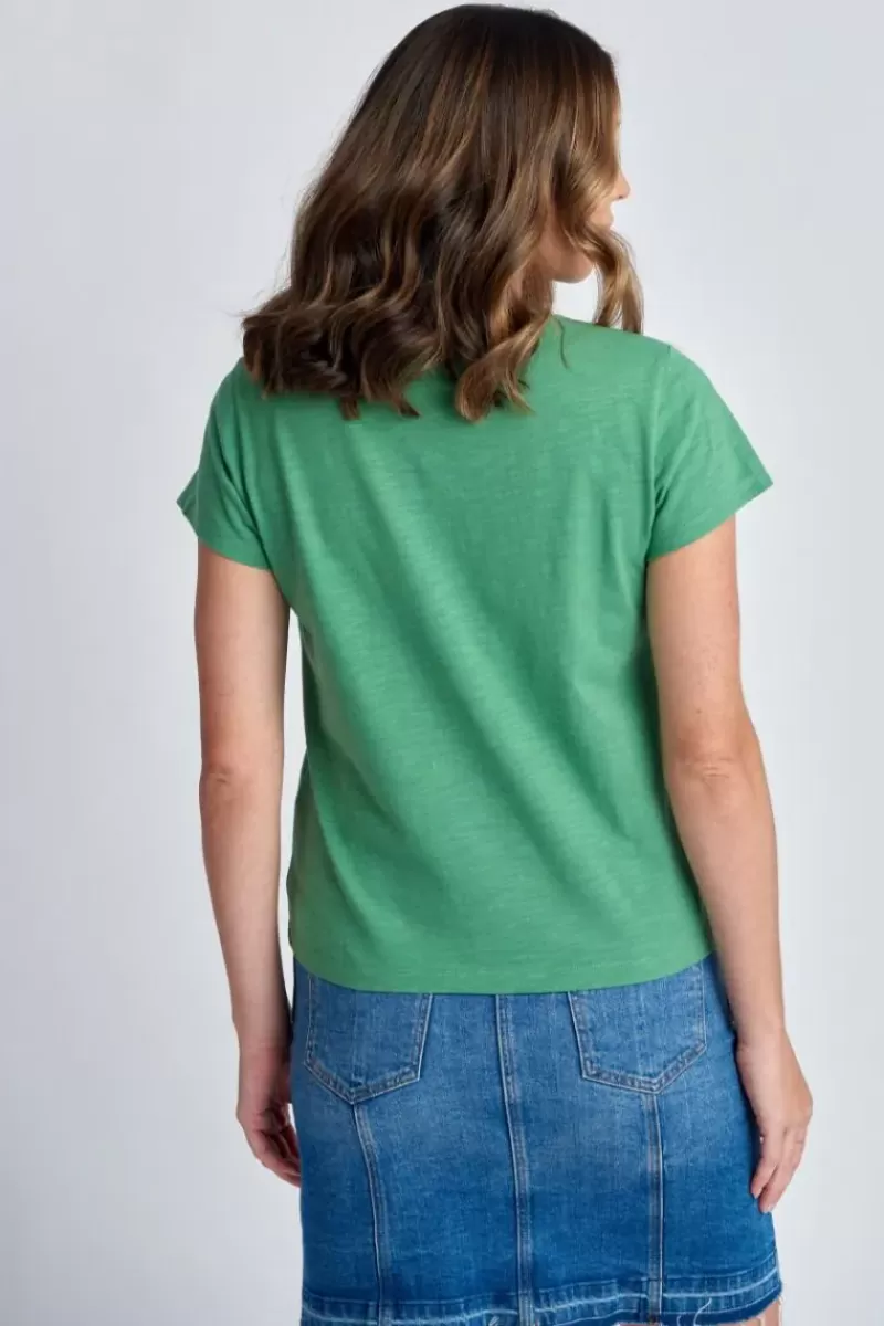 CLOTH PAPER SCISSORS Cap Sleeve Tee In Green