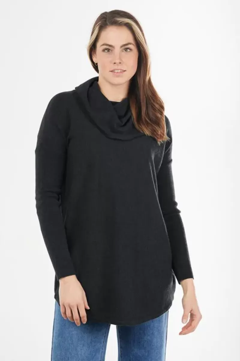 BRIDGE & LORD Cowl Neck Jumper In Black By