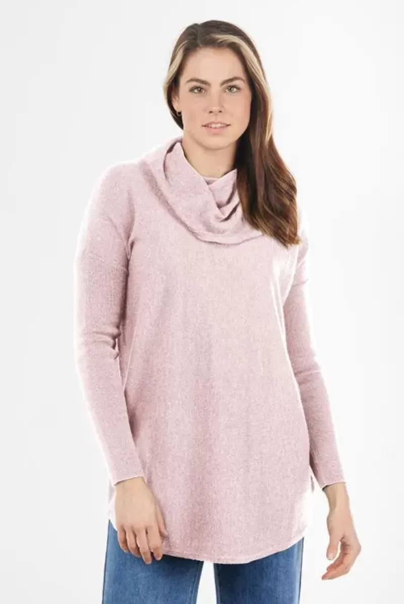 BRIDGE & LORD Cowl Neck Jumper In Blush By