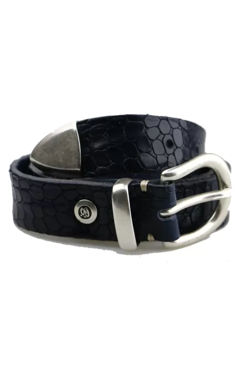 B.BELT Croc Belt By In Navy