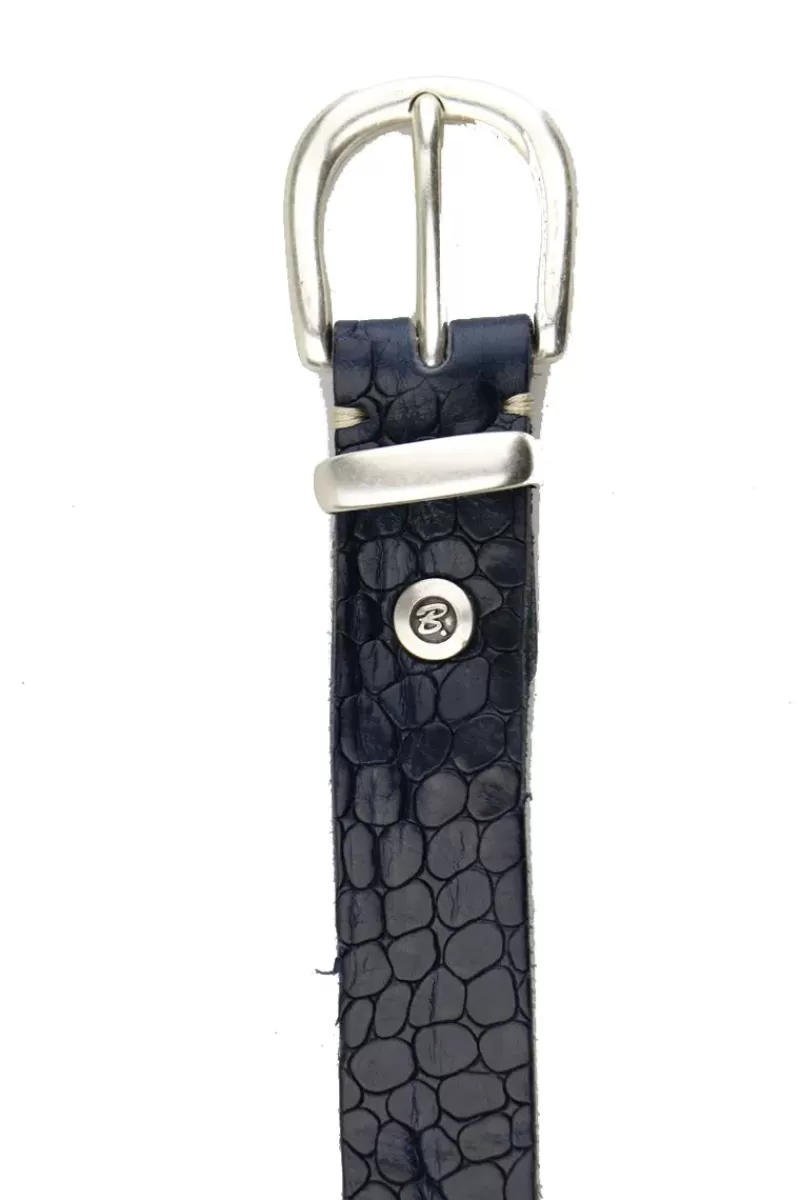 B.BELT Croc Belt By In Navy