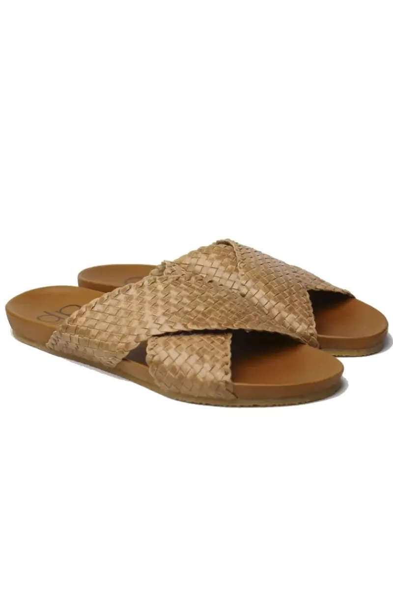 DP FOOTWEAR Crossover Woven Slide By Donna Piu In Cuero