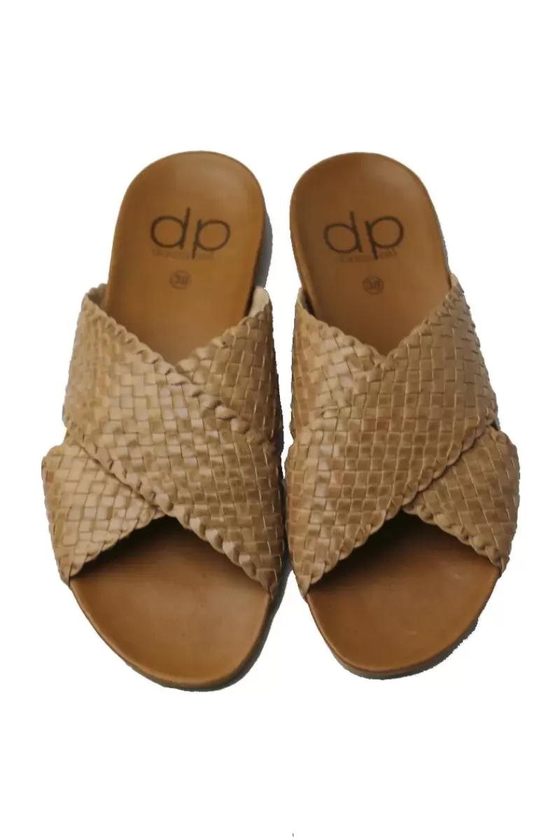 DP FOOTWEAR Crossover Woven Slide By Donna Piu In Cuero