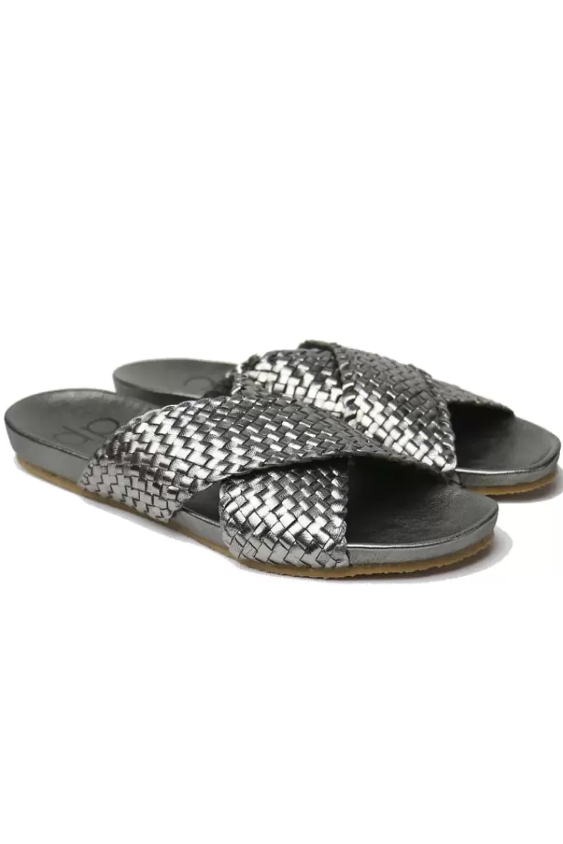 DP FOOTWEAR Crossover Woven Slide By Donna Piu In Gunmetal