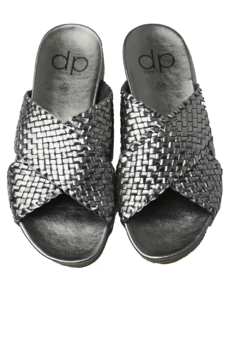 DP FOOTWEAR Crossover Woven Slide By Donna Piu In Gunmetal