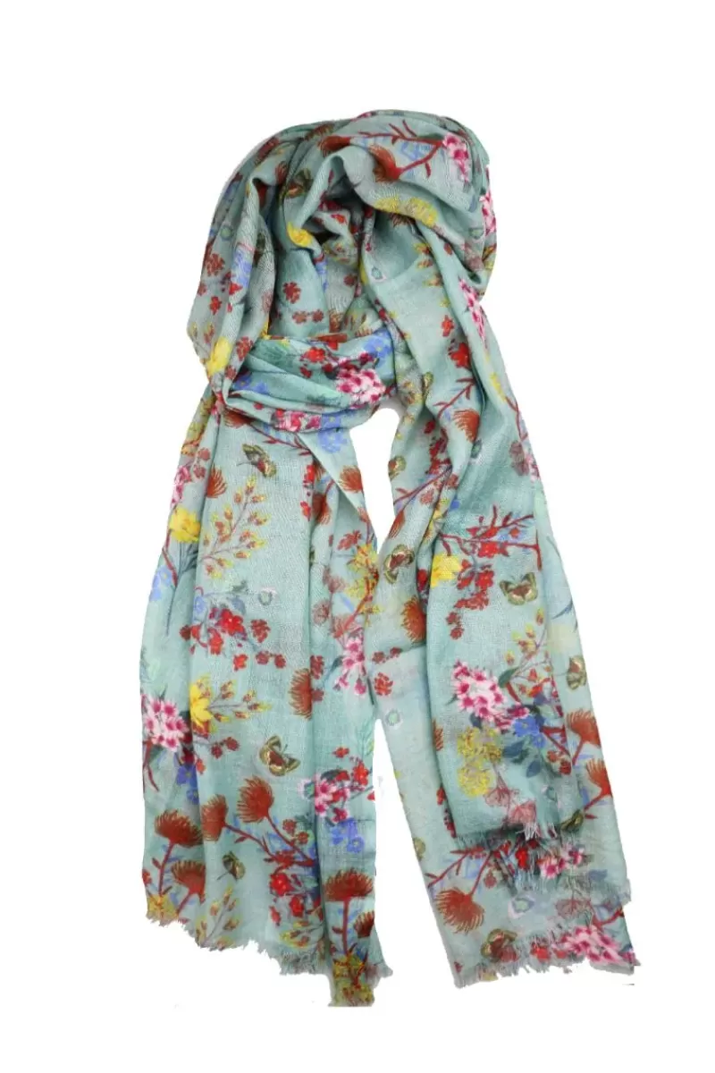 NAMASKAR Designer Blue Floral Scarf By