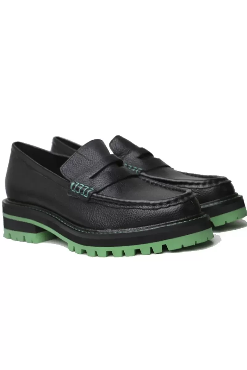 DJANGO & JULIETTE Django And Juliette Flout Loafer In Black And Green