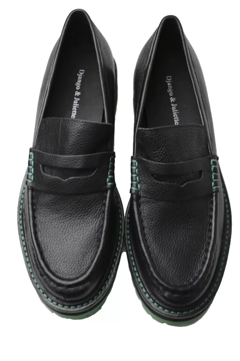 DJANGO & JULIETTE Django And Juliette Flout Loafer In Black And Green