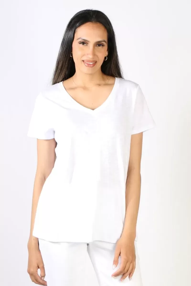 JUMP Easy V Neck Tee By In White