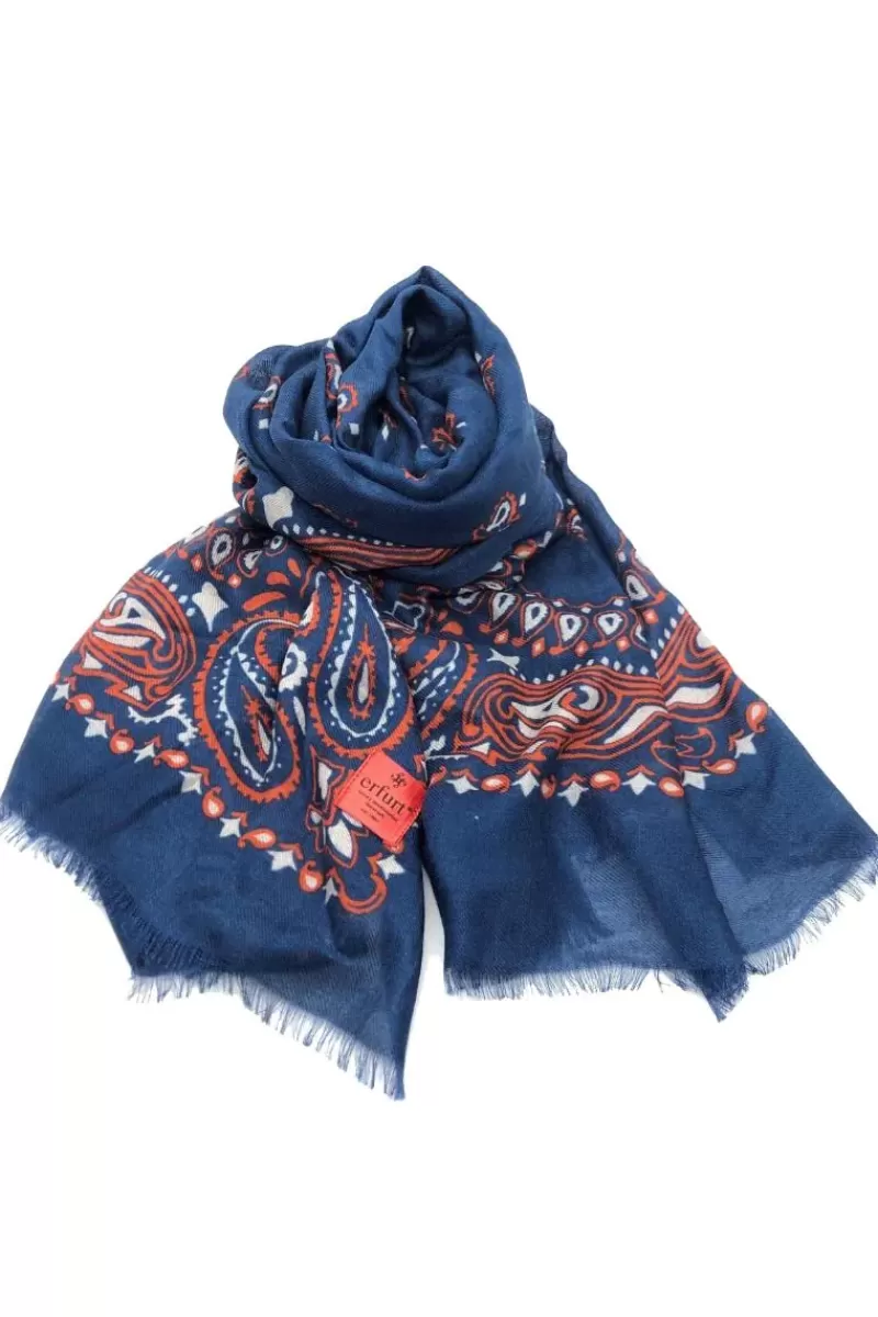 ERFURT Paisley Scarf In Navy