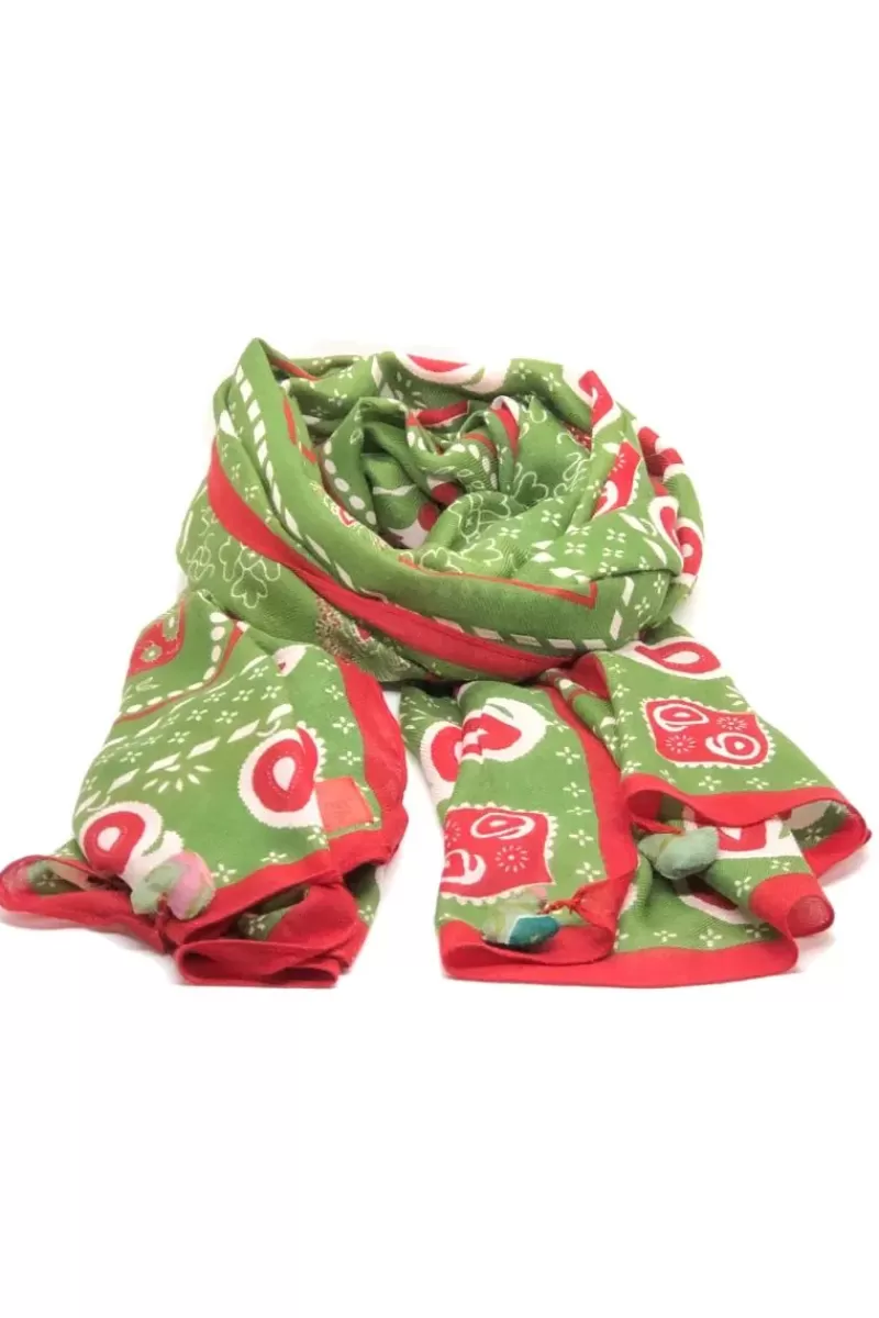 ERFURT Soft Printed Wool Scarf In Green