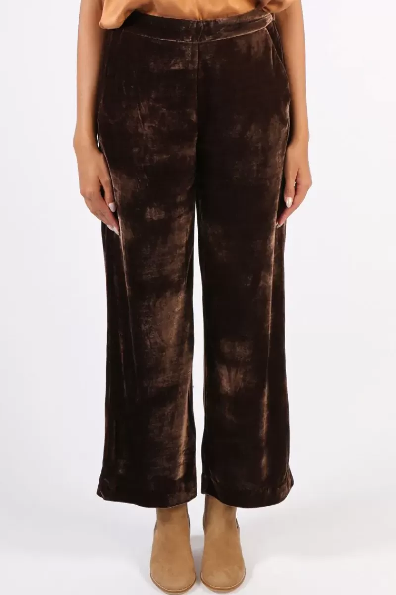 FOIL Plush Money Velvet Wide Leg Pant In Chocolate