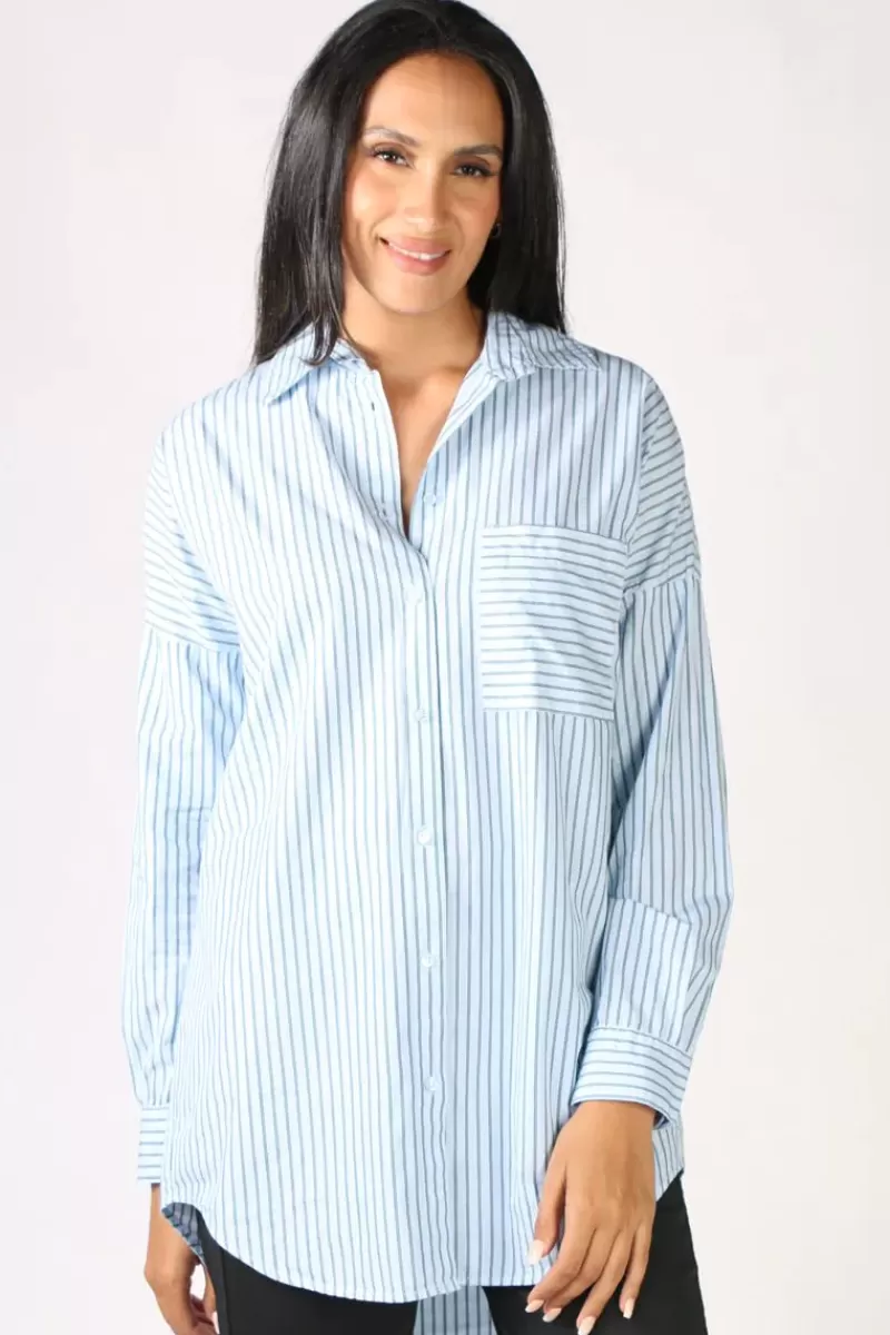 FUNKY STAFF Donna Longline Shirt In Sky