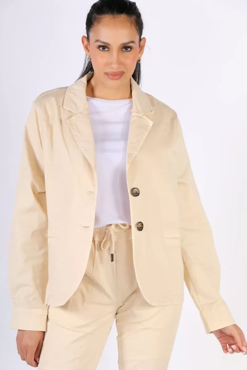 FUNKY STAFF Hilda Crop Jacket In Sand