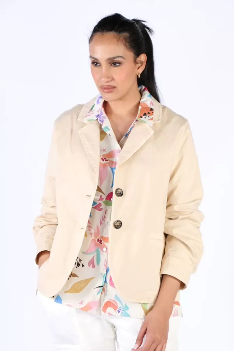 FUNKY STAFF Hilda Crop Jacket In Sand