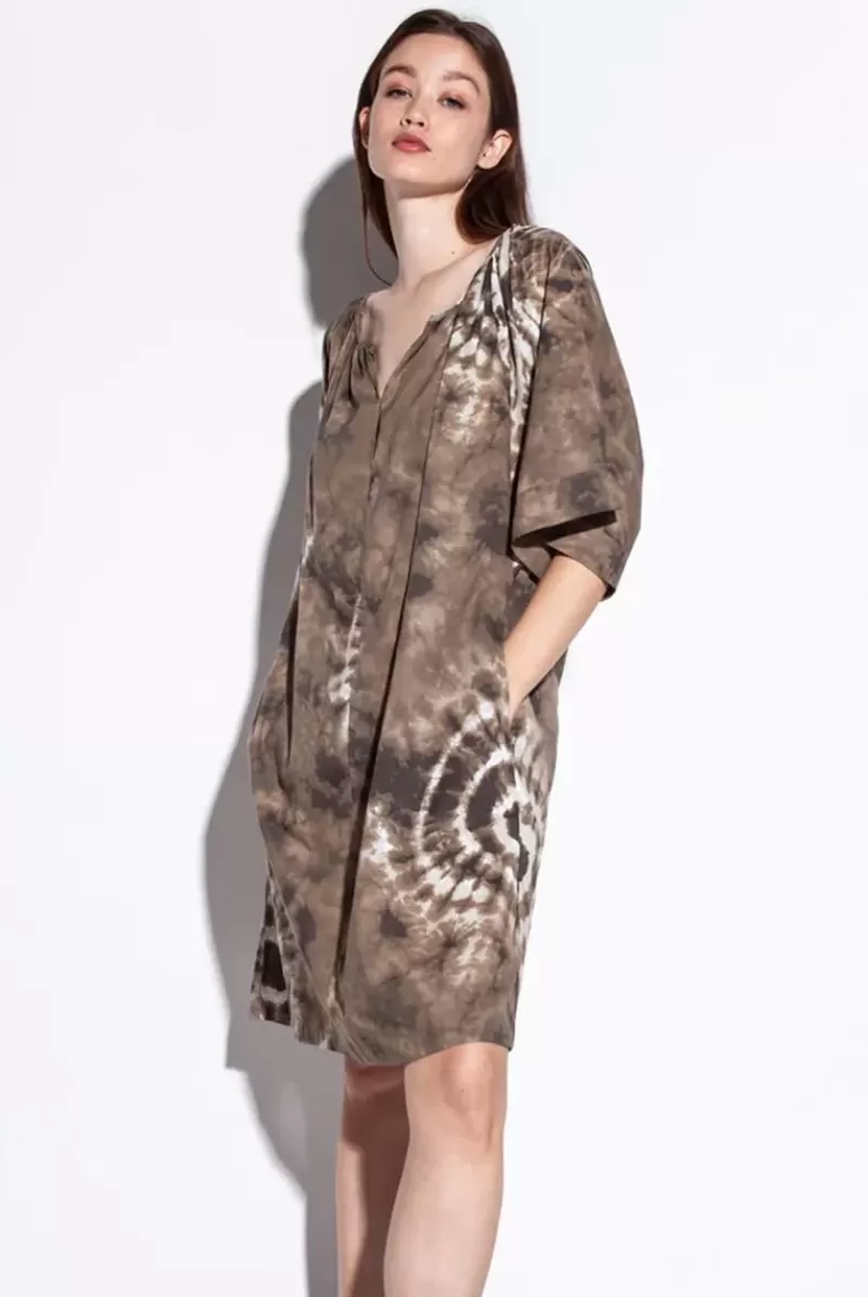 FUNKY STAFF Juila Shibori Dress In Mud