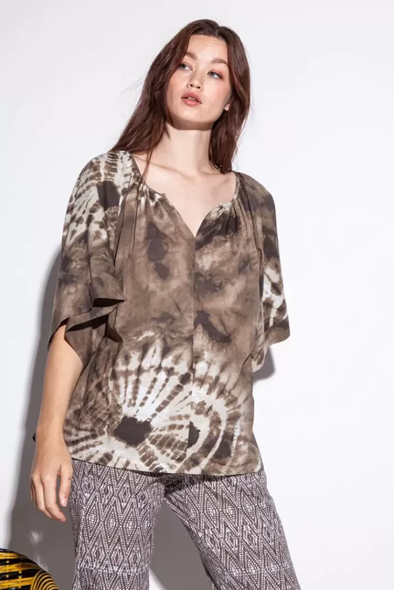 FUNKY STAFF Julia Shibori Top In Mud