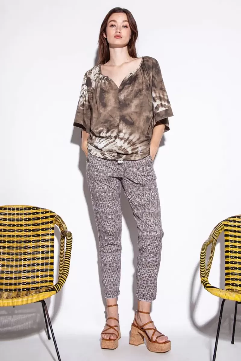 FUNKY STAFF Julia Shibori Top In Mud