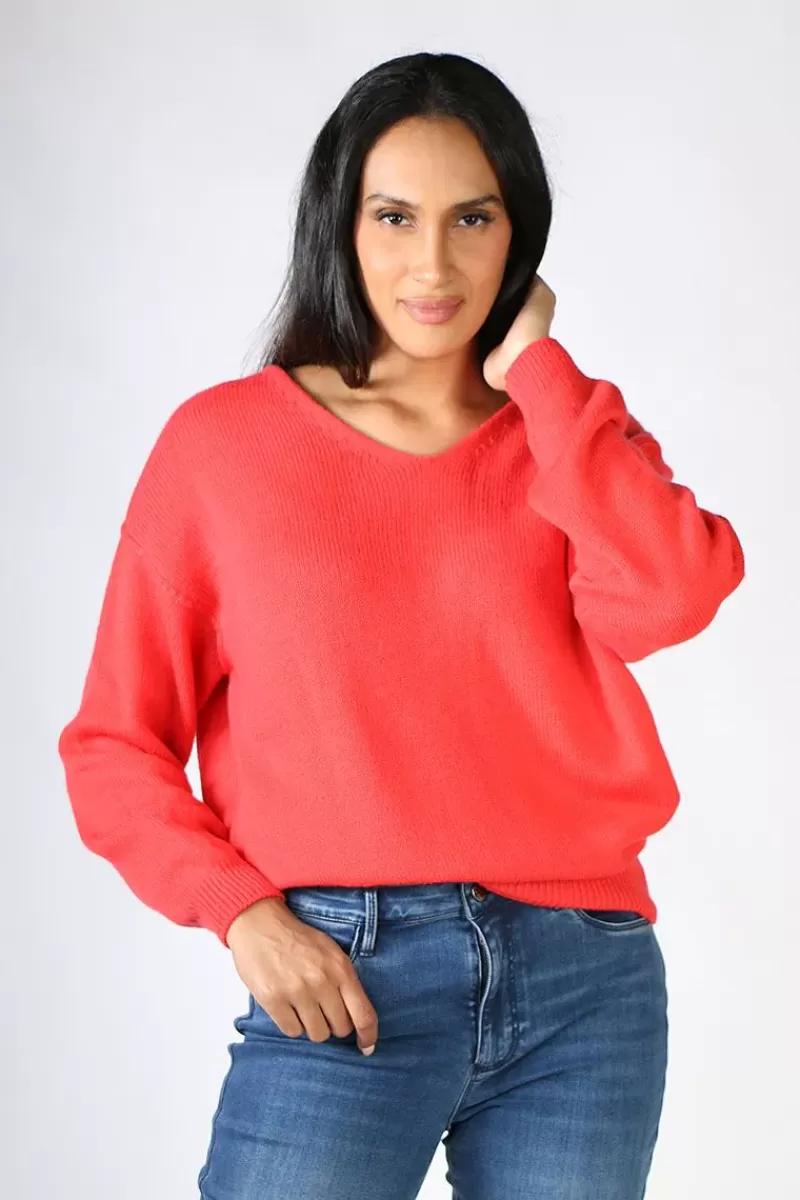 FUNKY STAFF Martina Pullover In Red