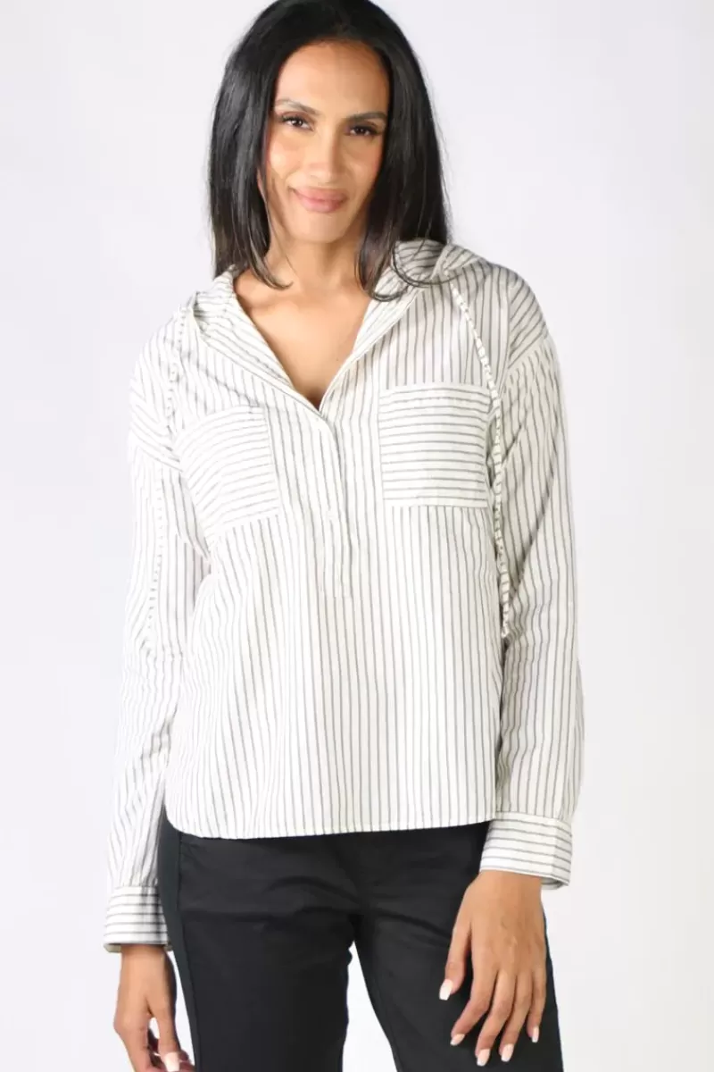 FUNKY STAFF Sara Hooded Shirt In White