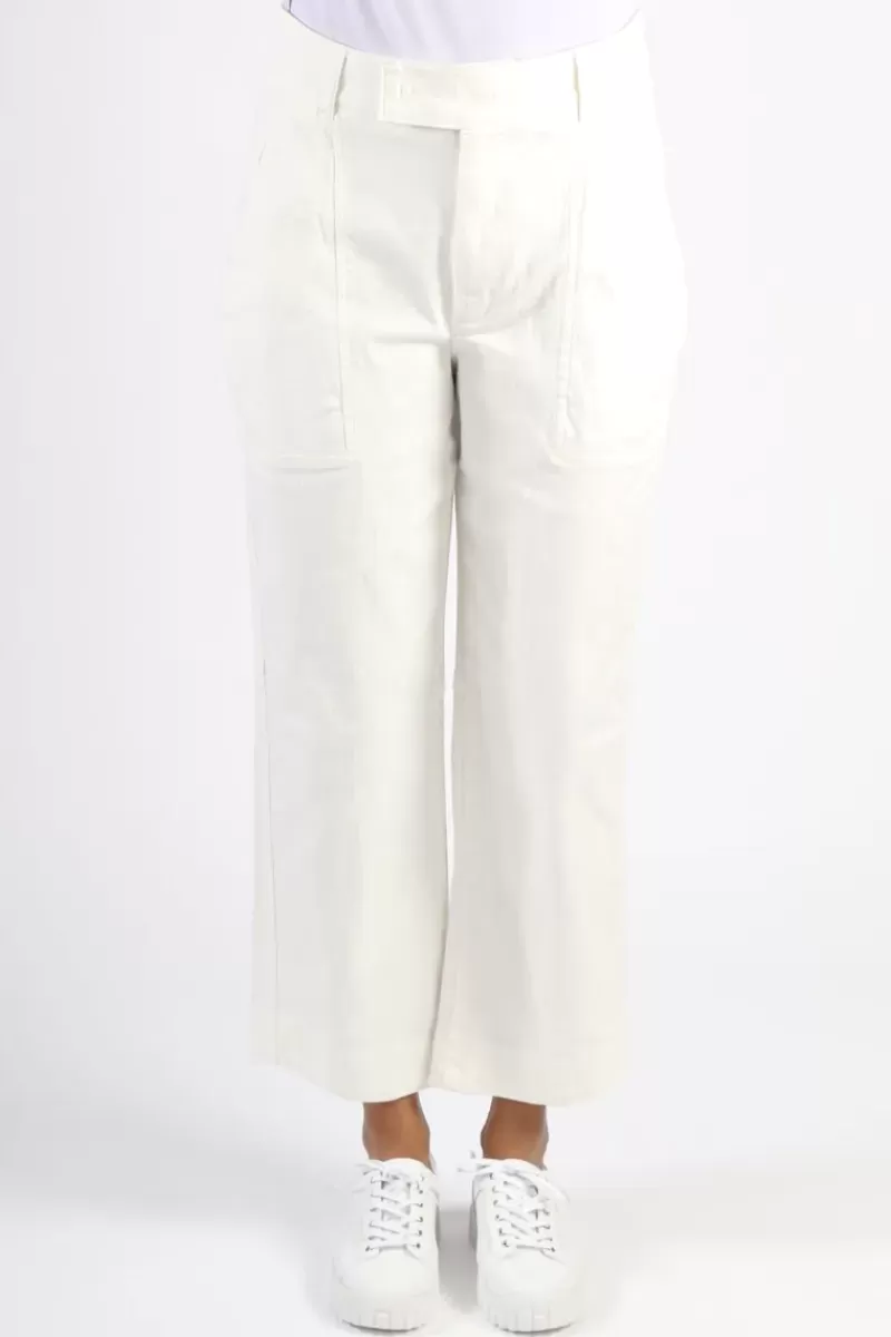 FUNKY STAFF Wide Leg Drill Zita Pant In Cream