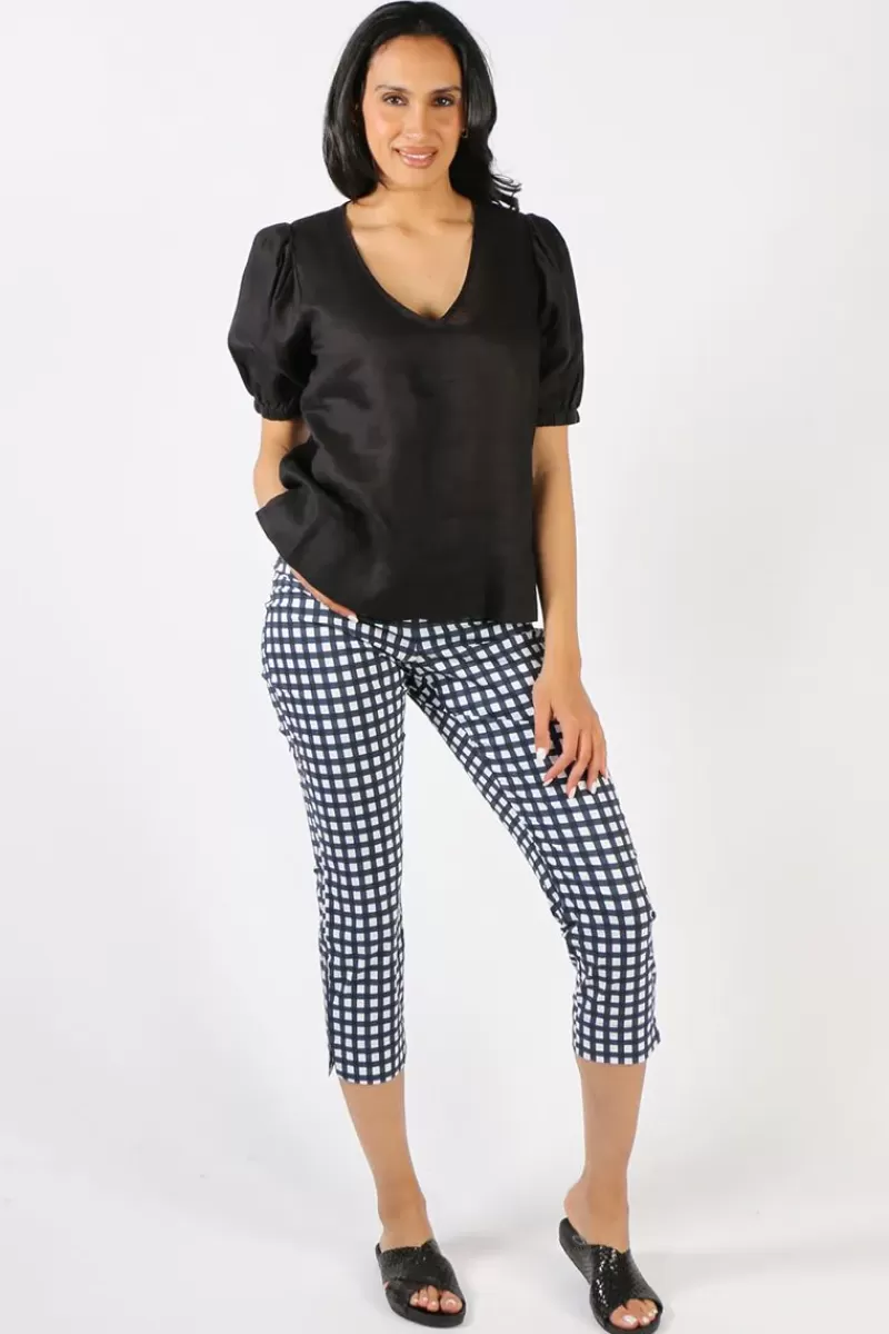 JUMP Gathered Sleeve Top In Black By