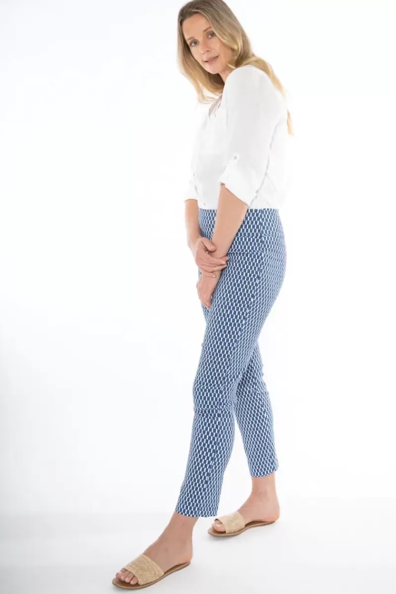 JUMP Geometric Print Benga Pant In Blue By