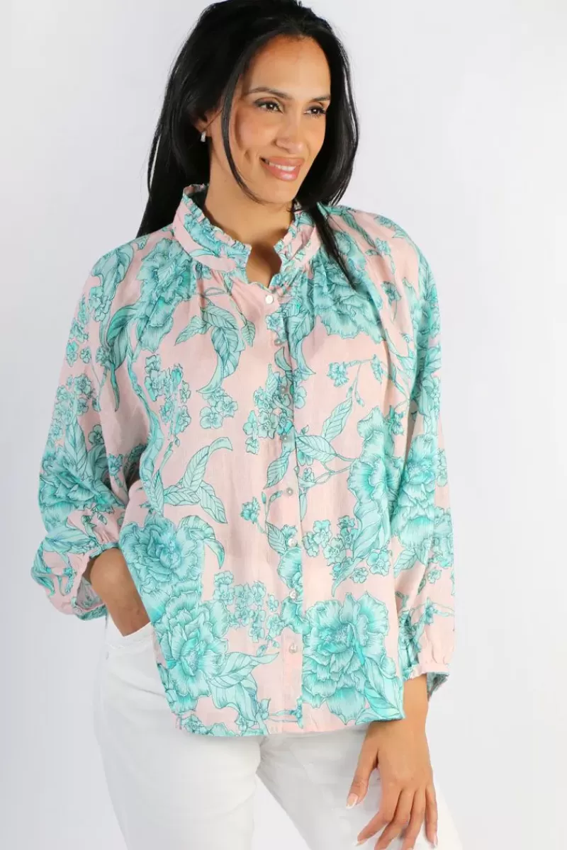 GOONDIWINDI COTTON Frill Collar Shirt In Floral Print