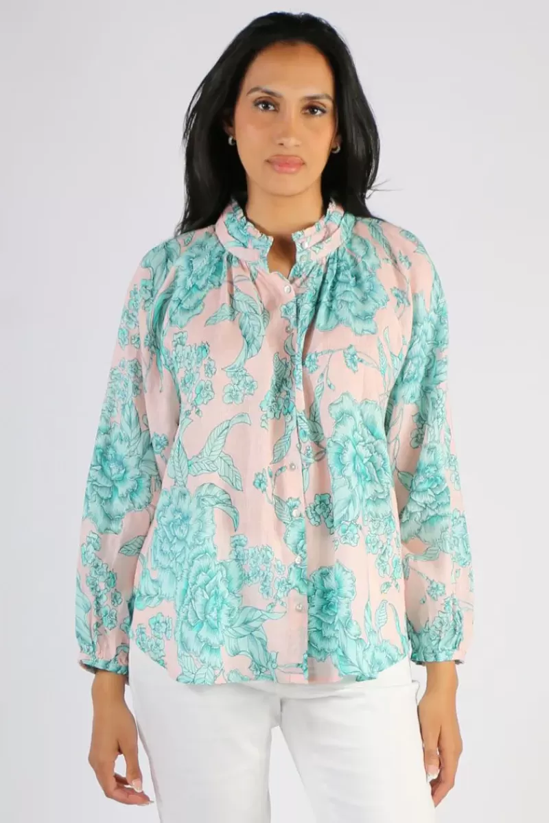 GOONDIWINDI COTTON Frill Collar Shirt In Floral Print